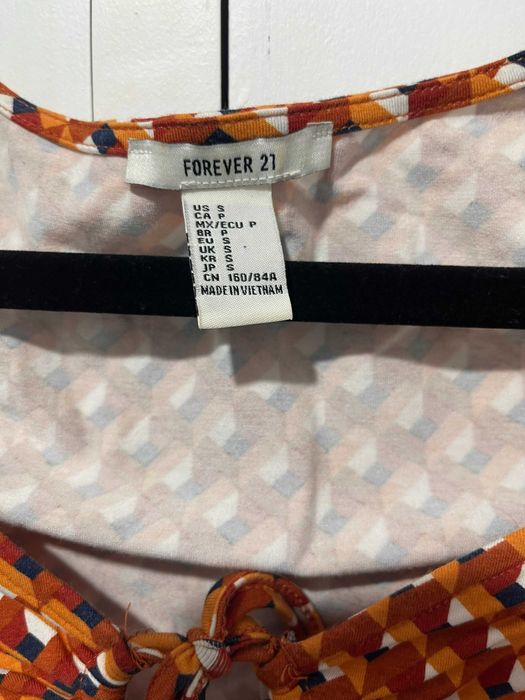 Crop Top Forever 21 Algodão – Padrão Geométrico Retro 70s - S