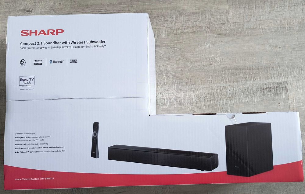 Soundbar Sharp HT-SBW121 2.1 - Bluetooth, HDMI (ARC), USB, pilot
