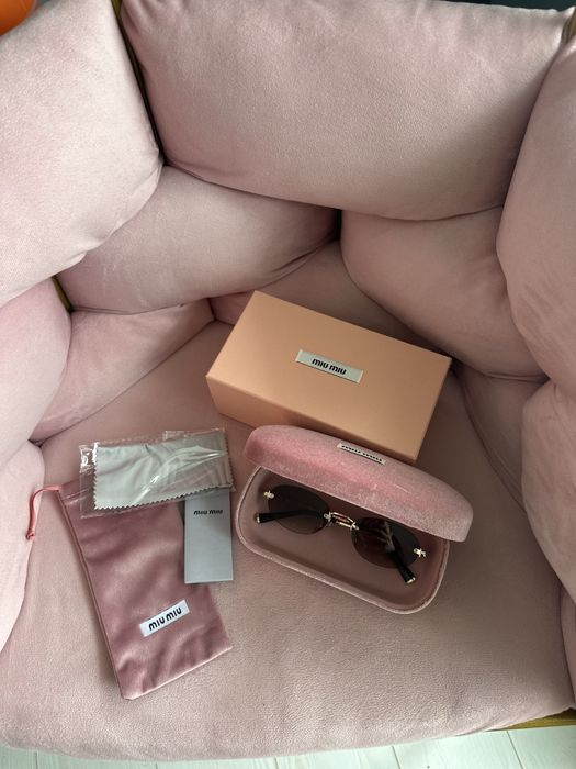 Okulary przeciwsłoneczne Miu Miu Owalne + FULL SET nowe brązowe