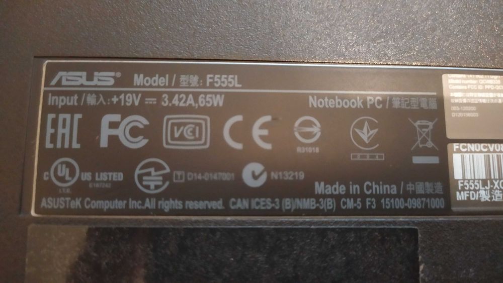 asus f555l uszkodzony