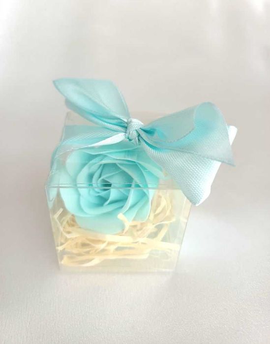 Róża mydlana w pudełku podziękowanie dla gości wesele, ślub