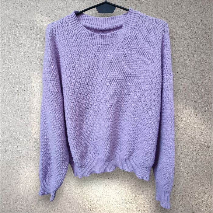 Fioletowy liliowy sweter damski luźny M