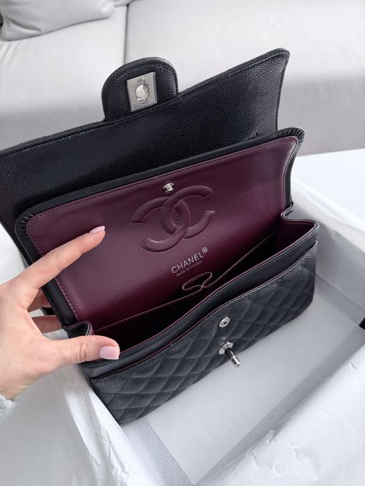 Сумка Chanel 25 Classic Caviar шкіра | чорна | золота,срібна фурнітура