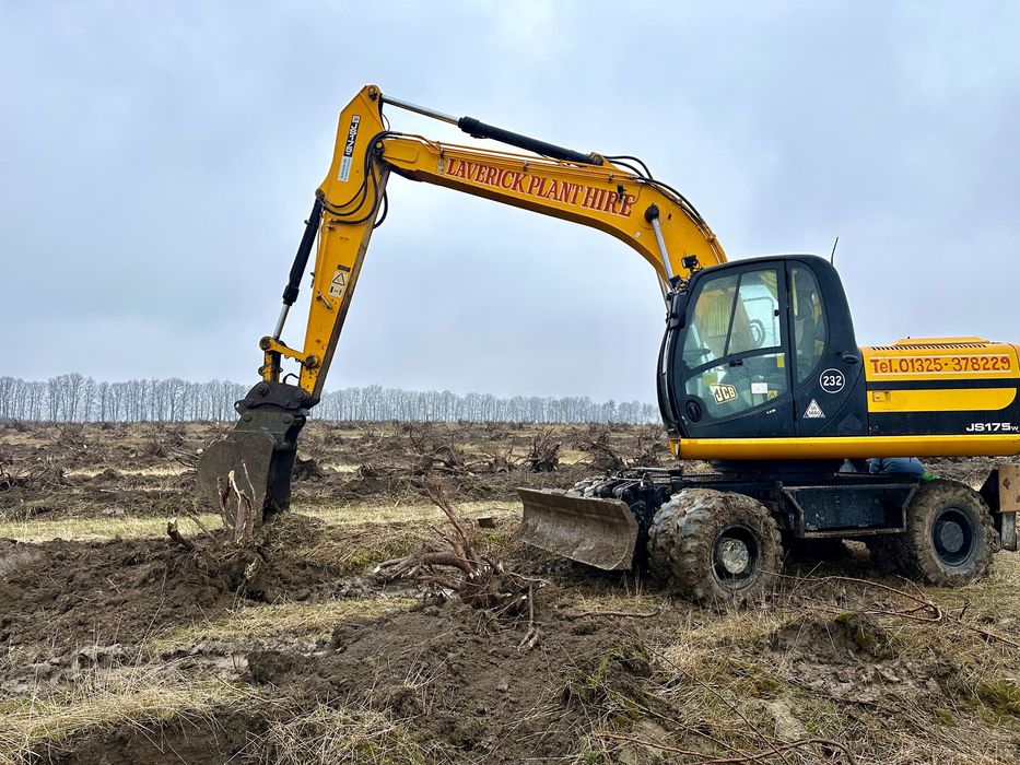 Корчування саду, поля екскаватором JCB повноповоротним/4CX