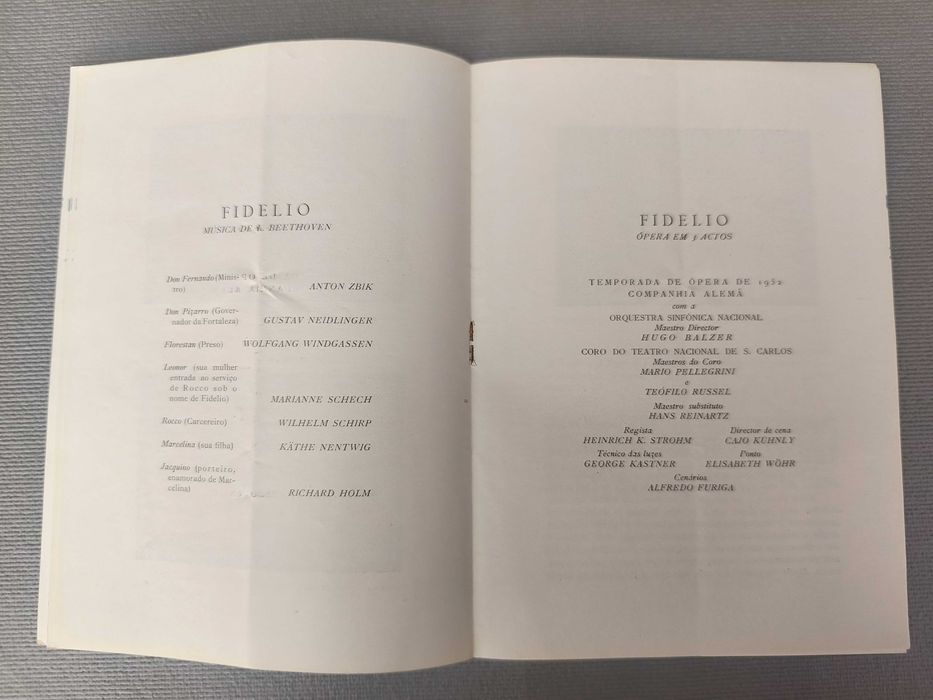 FIDÉLIO - Beethoven - 
Programa , argumento e BILHETE
Ópera S. Carlos