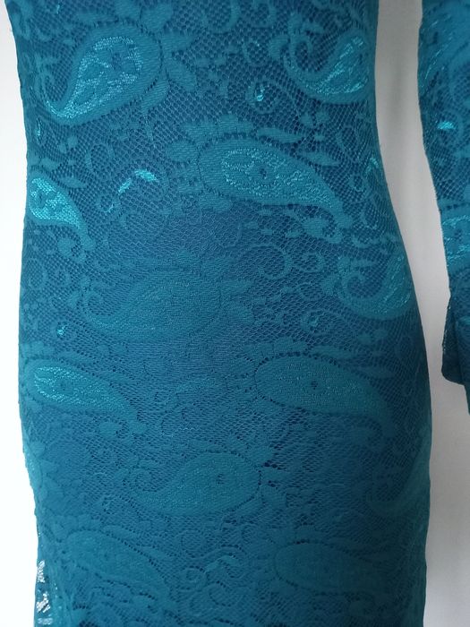 Sukienka koronka XS, S, 34, 36 prosta mini długi rękaw