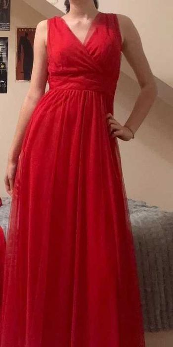 Sukienka balowa czerwona 36 lub S stan bdb