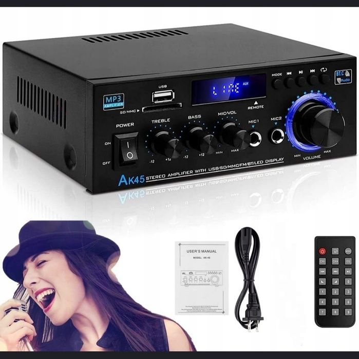 Amplituner wzmacniacz stereo Bluetooth radio AK45 40W