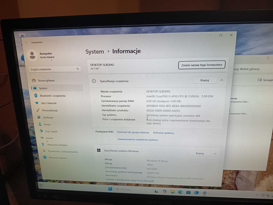 Komputer stacjonarny i3, SSD 120 GB, windows 11, 6 GB ram
