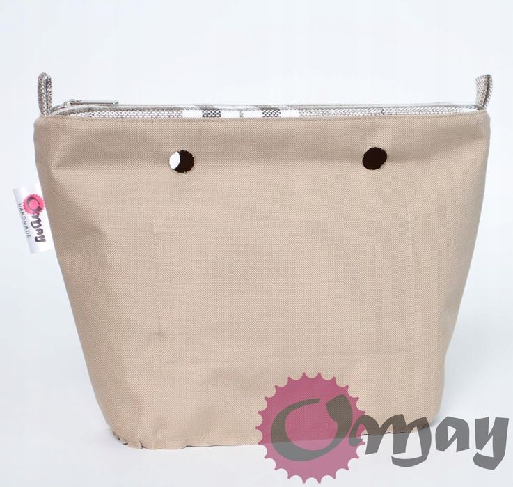 organizer OBAG MINI beżowa krata struktura 2 kieszenie wkład OMAY