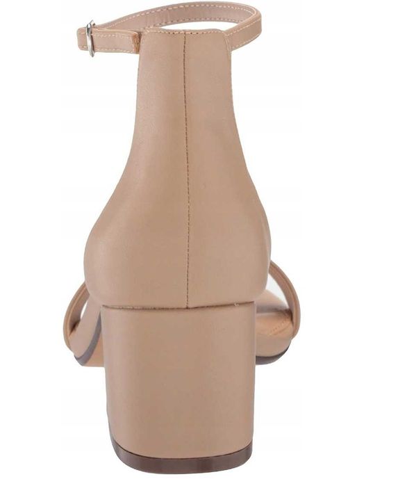 39 Sandały damskie na obcasie AMAZON ESSENTIAL beżowe nude 24,5 cm