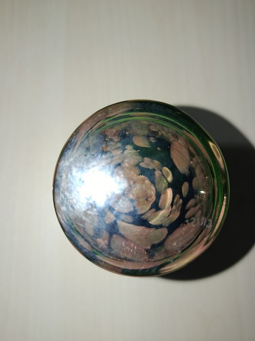 Vaso de Vidro Artístico Italiano Cristalcor – Verde Garrafa com Detalh