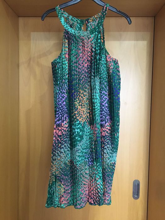 Vestido haltere plissado estampado