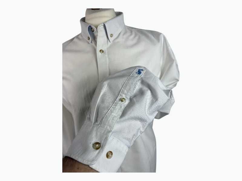 Biała męska koszula Oxford Jules, 100% bawełna button-down, XXL - 3XL / kołnierzyk 45
