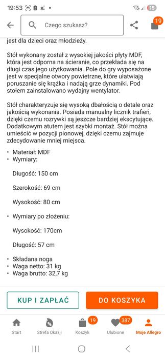 Stol do cymbergaja