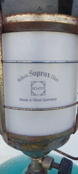 Candeeiro a gás em vidro Schott Suprax glas mad in west Germany