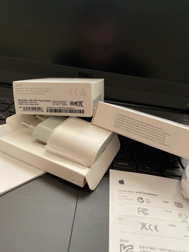 Оригінальна швидка зарядка айфон Блок USB-C 20w oem +зарядний кабель ...