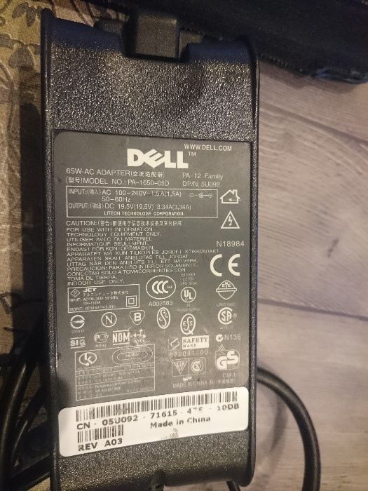 zasilacz Dell , ładowarka Dell, zasilacz Dell 19.5V 3,34 A