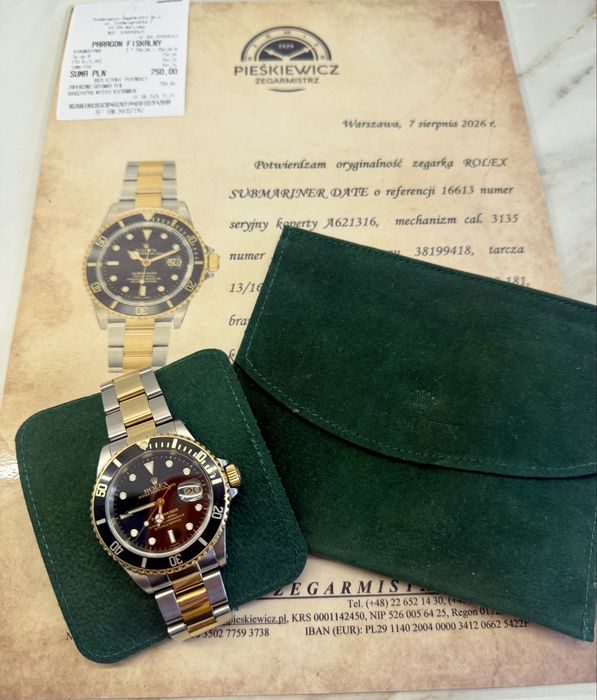 ROLEX SUBMARINER DATE 16613 – 18K GOLD / STEEL – Certyfikat  na Gearancji
