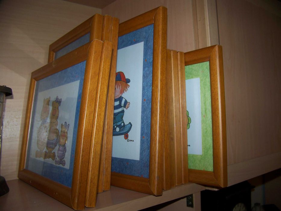 46 quadros decorativos para criança em molduras em madeira e vidro 27 cm x 21 cm