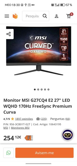 Monitor Gaming Msi 27