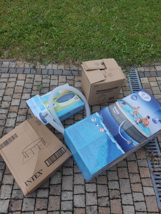 Basen woda bestway jak nowy 7340l duży basen połowy pompa zestaw
