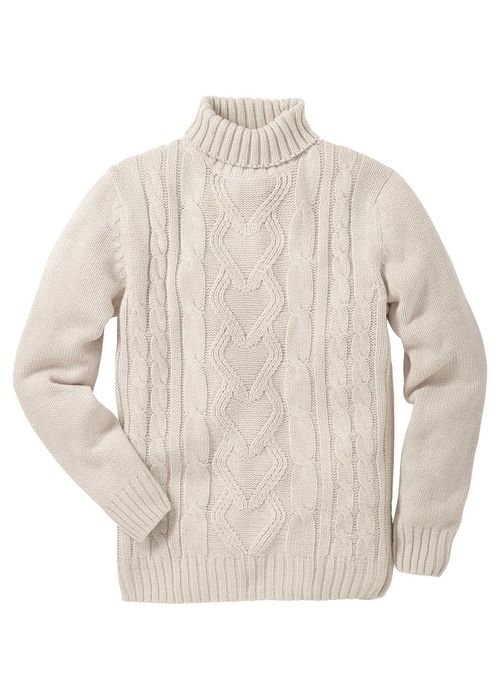 GOLF ciepły sweter męski r.S kolor wełny/krem BDB+ wzór w warkocze