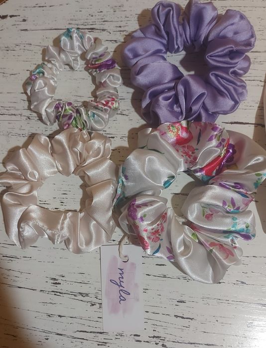 Jedwabny czepek rozmiar S/M+4 scrunchies