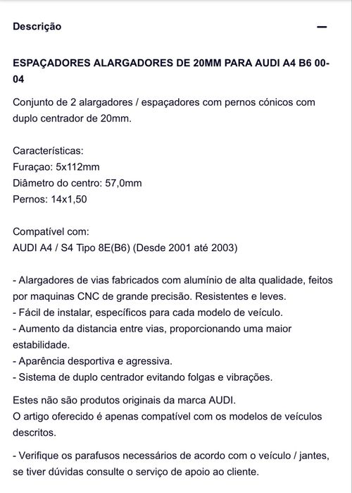 Alargadores 5x112 2cm