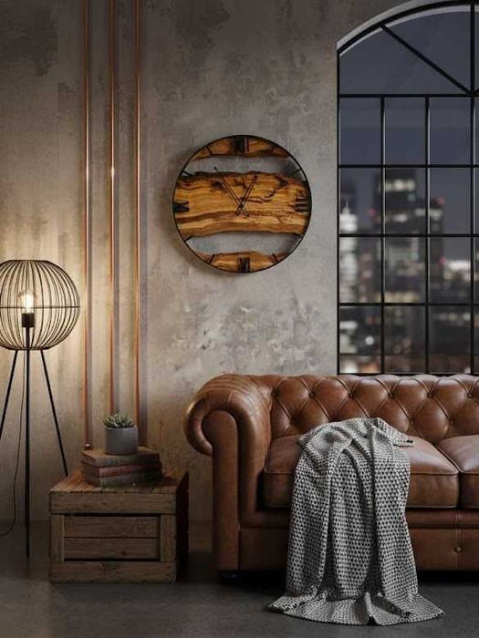 Zegar ścienny Loft – Lite Drewno Oliwa – Handmade – Unikat – Prezent!