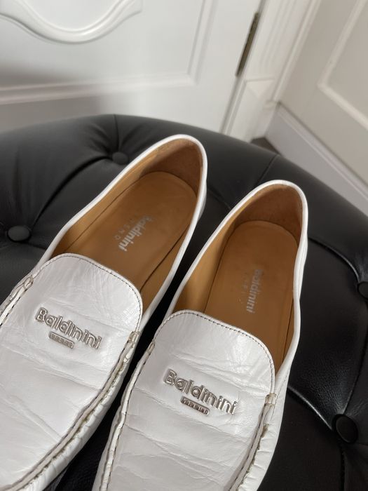 BALDININI piękne mokasyny, białe, skóra naturalna