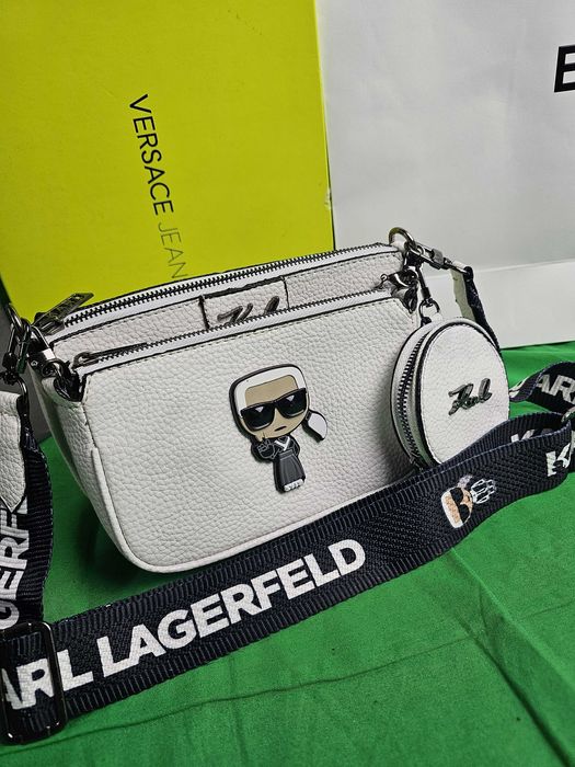 Torebka Karl Lagerfeld damska 3 torebki Biała torba listonoszka Premium