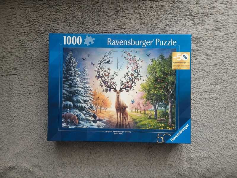 Puzzle Ravensburger 1000 Magical Deer Magiczny jeleń cztery pory roku