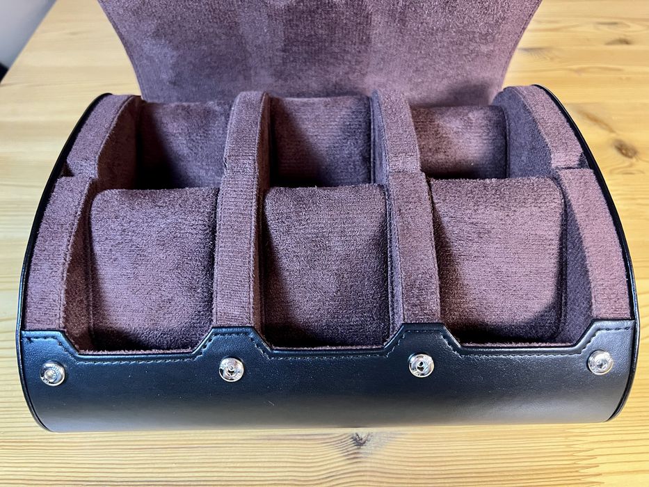 Etui na 6 zegarków Podróżne Skóra PU Czarny