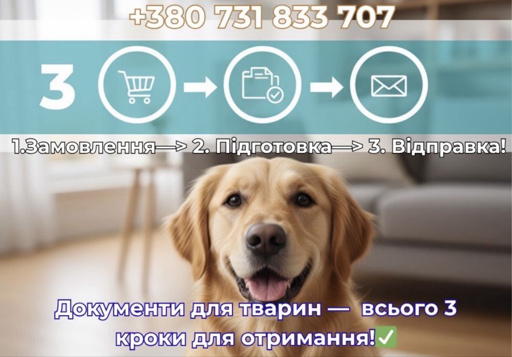 Ветеринарні документи для тварин • ЄС • UK • Без стресу • Без відмов