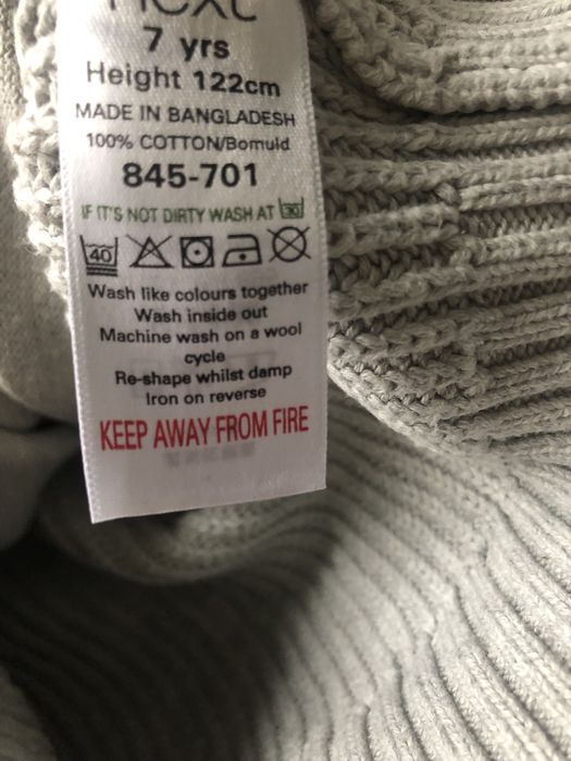 Sweter 122cm, rozpinany szary