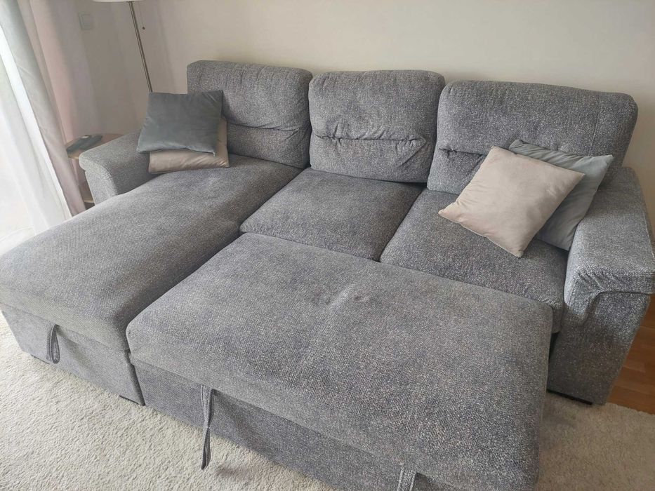 Sofá cama com chaise