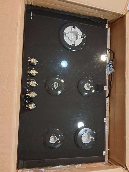 Płyta gazowa do zabudowy klarstein 5 palników 90cm szkło czarna