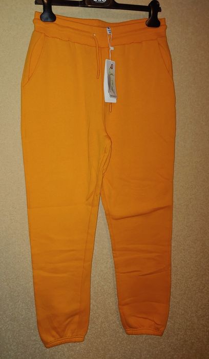 Джогеры женские штаны на флисе утепленные оранжевые новые FB sister