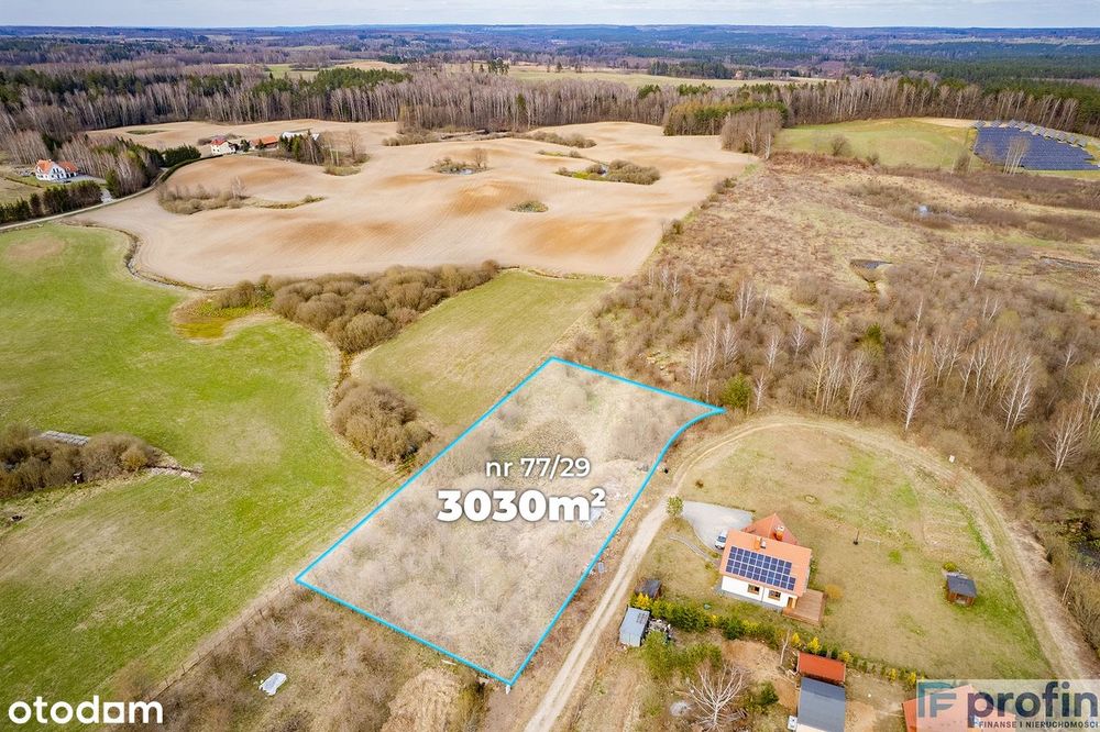 Działka budowlana 3030 m2 Mątki gmina Jonkowo