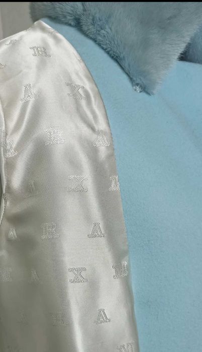 Пальто кашемир шерсть с норкой 46-52 р. Цвет Тиффани