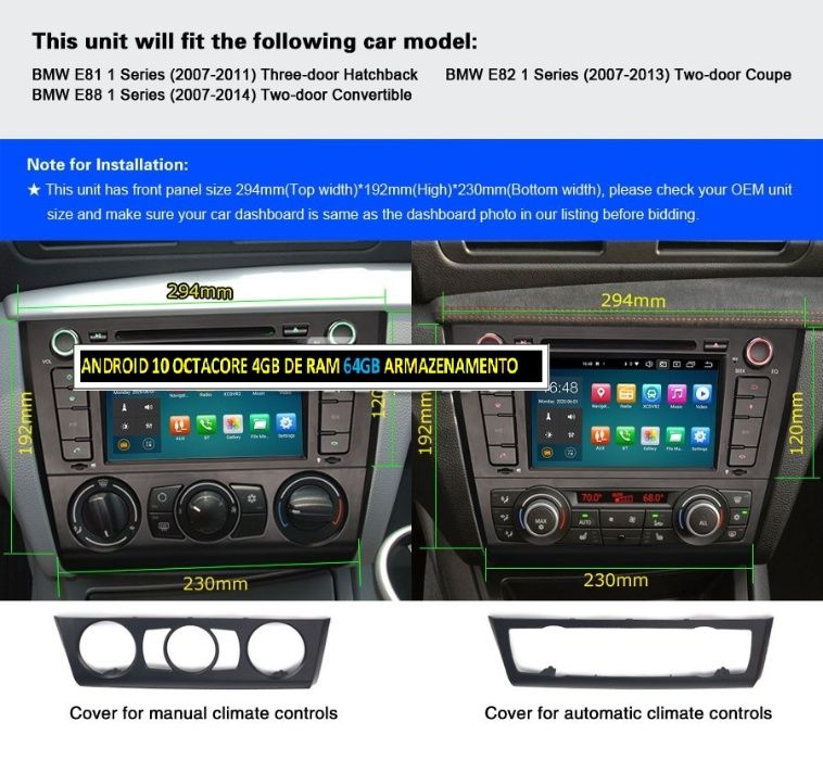 Auto-radio android 14 Audi A6 / BMW serie 1 E81 E82 E88