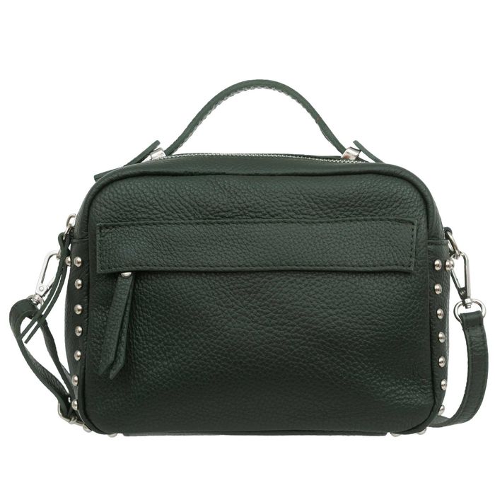 VERA PELLE torebka skórzana listonoszka z paskiem V167 c.zielona