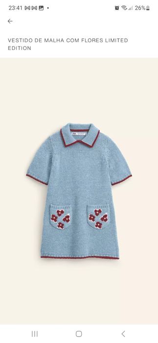 Vestido de malha 10-11 anos