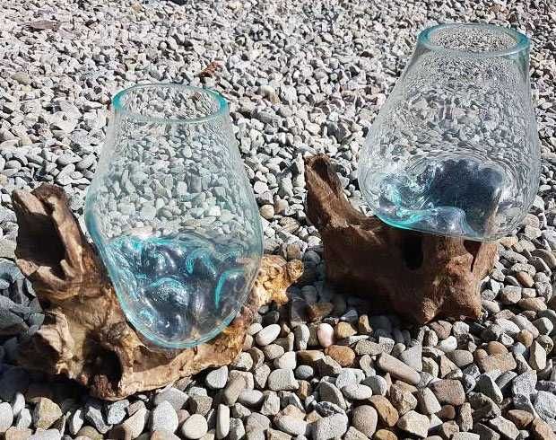 Wazon odlany na korzeniu z drewna Teak XL Dekoracja na Las w Szkle