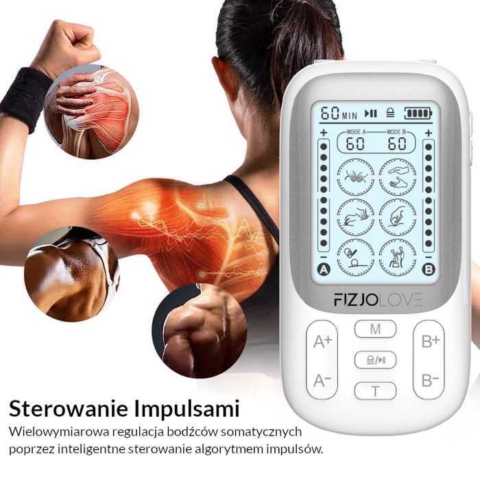 Elektrostymulator mięśni tens ems masaż stymulacja biały AS9020