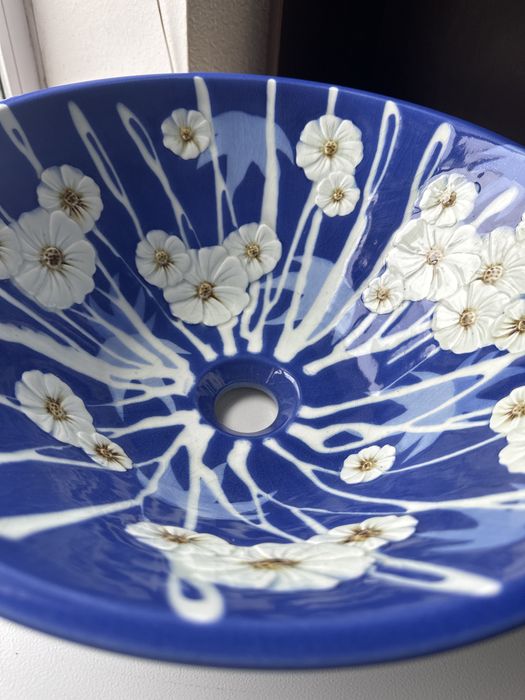 Умывальник керамический с ручной росписью 17*41