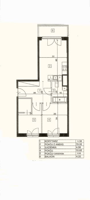 Sprzedam mieszkanie (51m2): dwie sypialnie, salon z aneksem kuchennym, garderoba, balkon, potrójne miejsce postojowe w garażu.