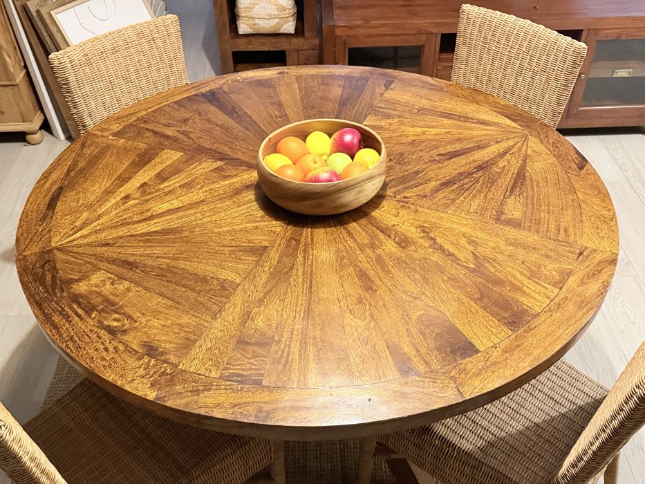 mesa, jantar, refeição, sala, teca, oriental, area, rustica