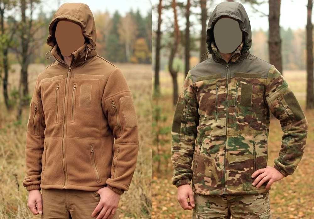 Флисовая кофта военная с капюшоном (340г/м) multicam кайот